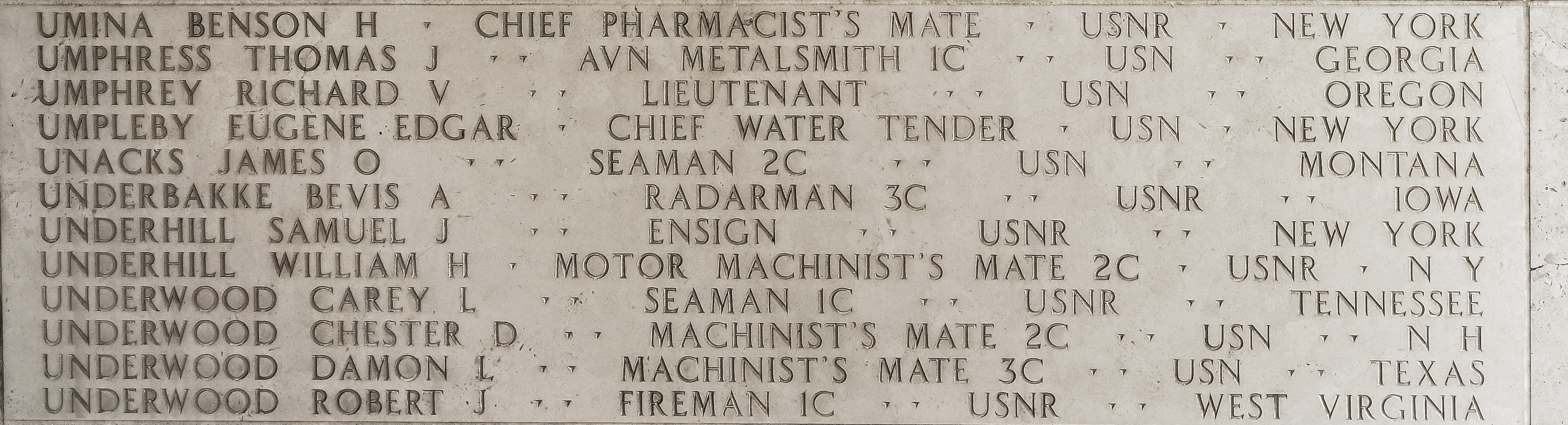 Thomas J. Umphress, Aviation Metalsmith First Class